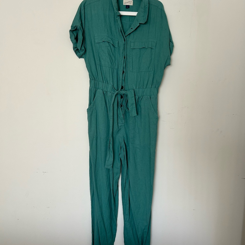 Turquoise Linen Jumpsuit